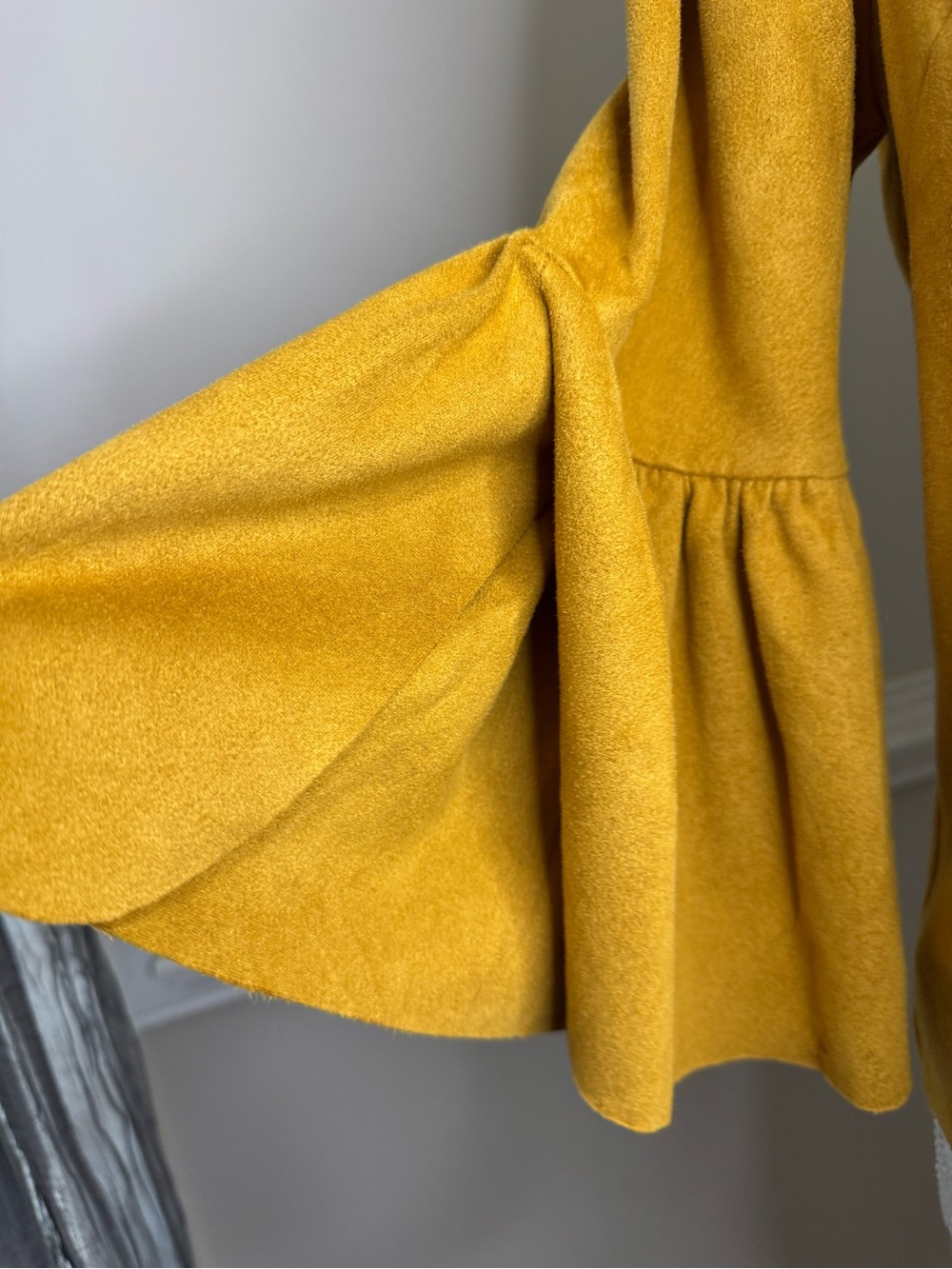 Altar'd State Mustard Bell-Sleeve Lined Suede Top Size S New without tags - Picture 4 of 7